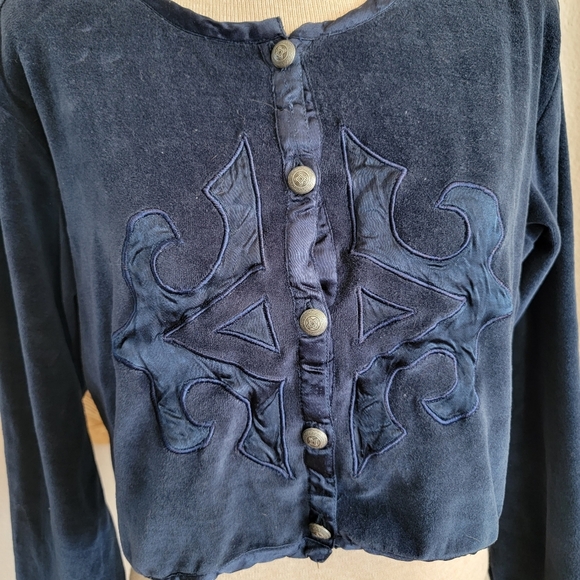 Vintage Country Tease Cropped Western Velvet Jacket SZ L - Picture 2 of 7